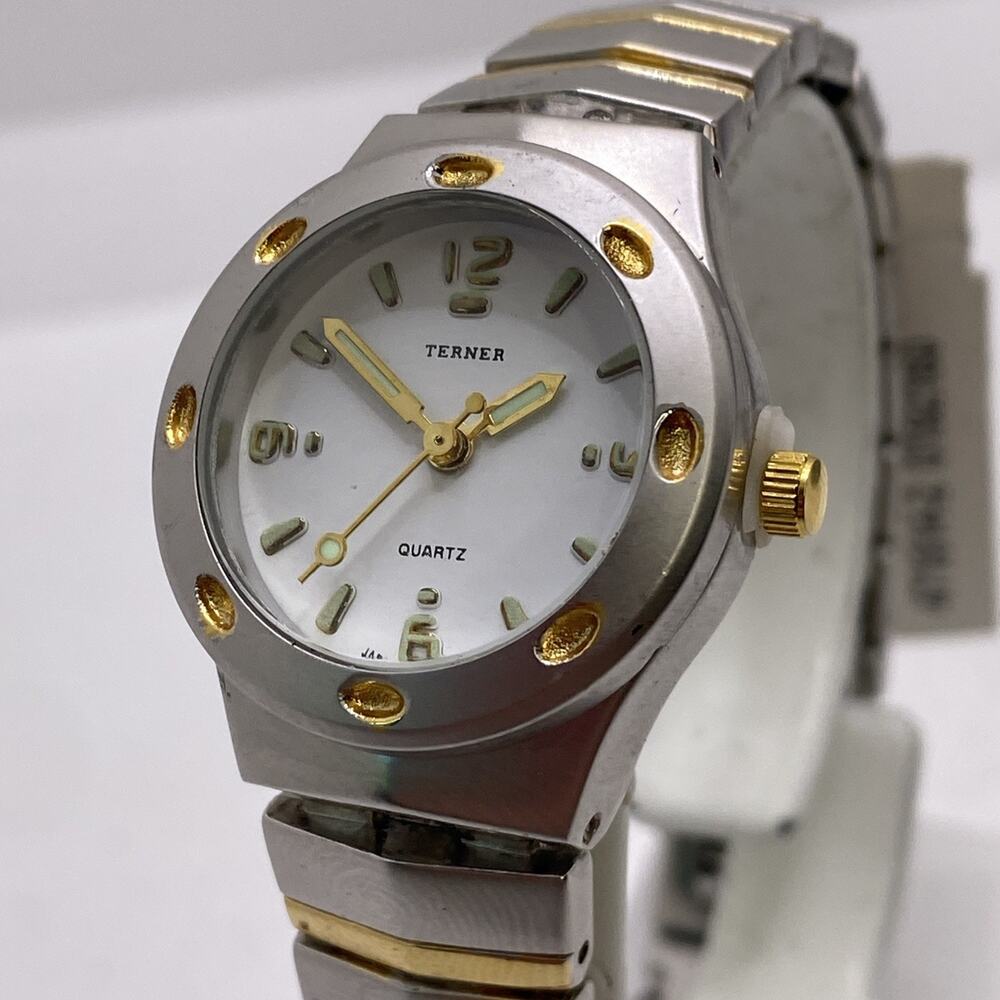 Terner Vintage Nos Silver Gold Watch Works New Batterh